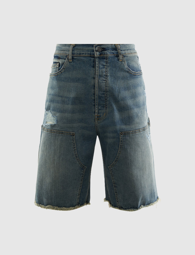 38A DOUBLE KNEE SHORTS "WASHED INDIGO"