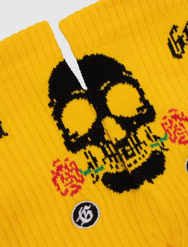 SKULL & ROSES SOCKEN "GELB"