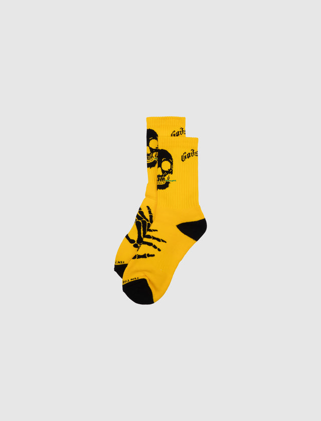 SKULL & ROSES SOCKEN "GELB"
