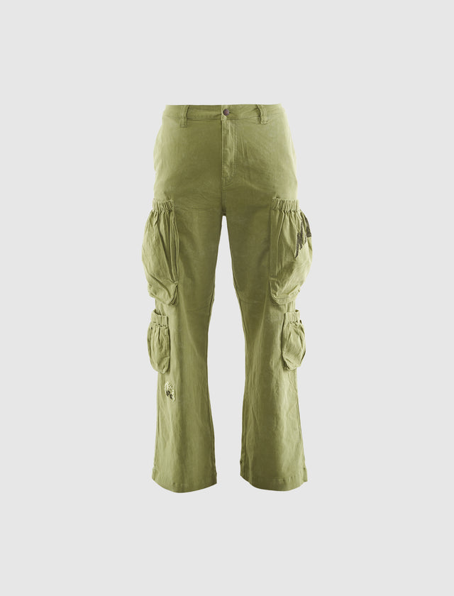 TWILL CARGO WIDE LEG PANTS