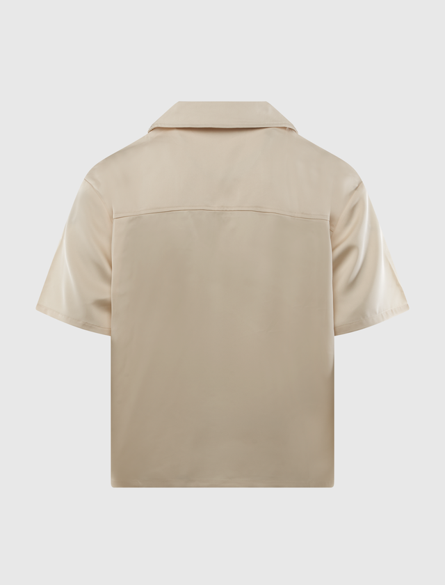 SATIN CHEST LOGO CAMP COLLAR