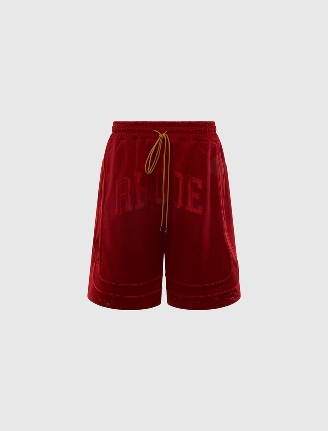 BAGGY MESH COLLEGIATE LOGO SHORTS