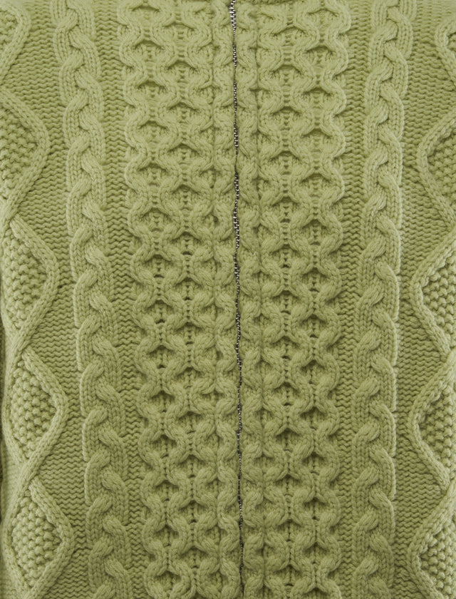 CABLE KNIT ZIP UP