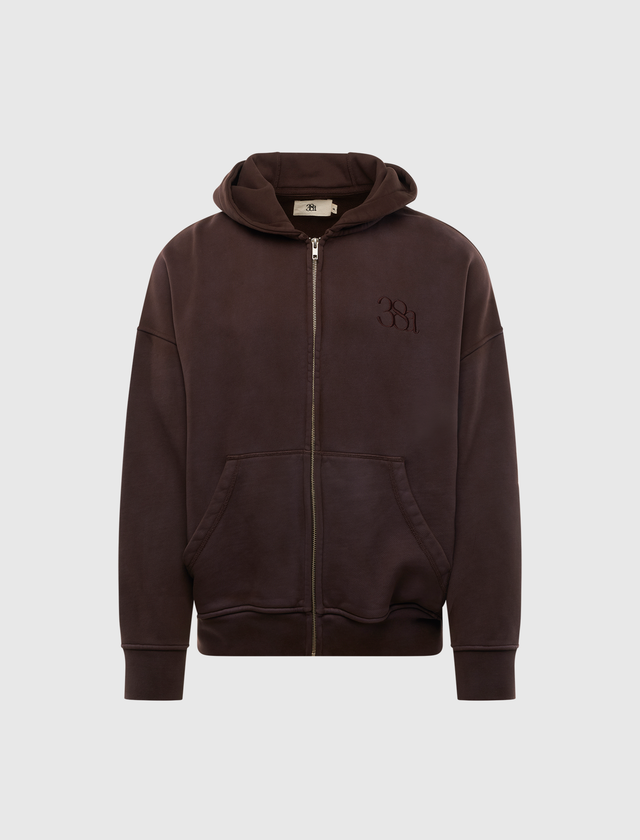 38A BRUSHED TERRY VINTAGE WASH ZIP HOODIE