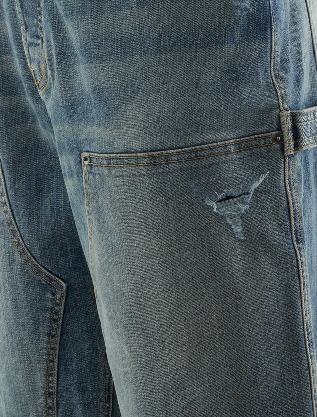 38A DOUBLE KNEE SHORTS "WASHED INDIGO"