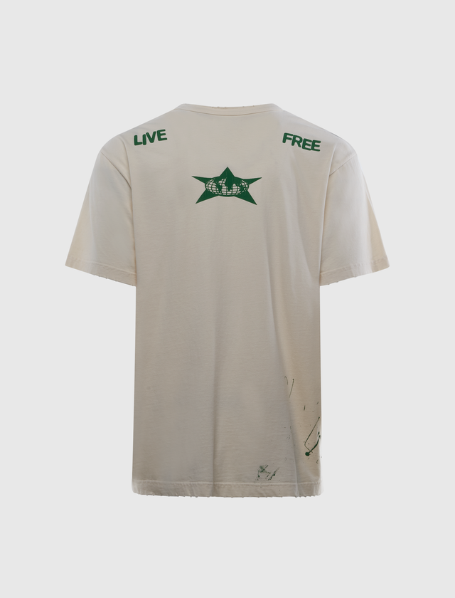 T-SHIRT MIT DISTRESSED-STERN-LOGO