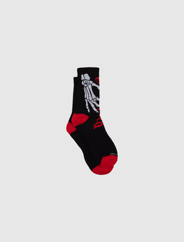 TEN TOES DOWN SOCK "BLACK/RED"
