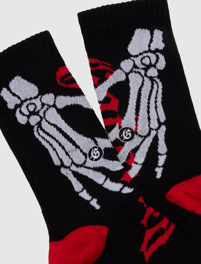 TEN TOES DOWN SOCK "BLACK/RED"