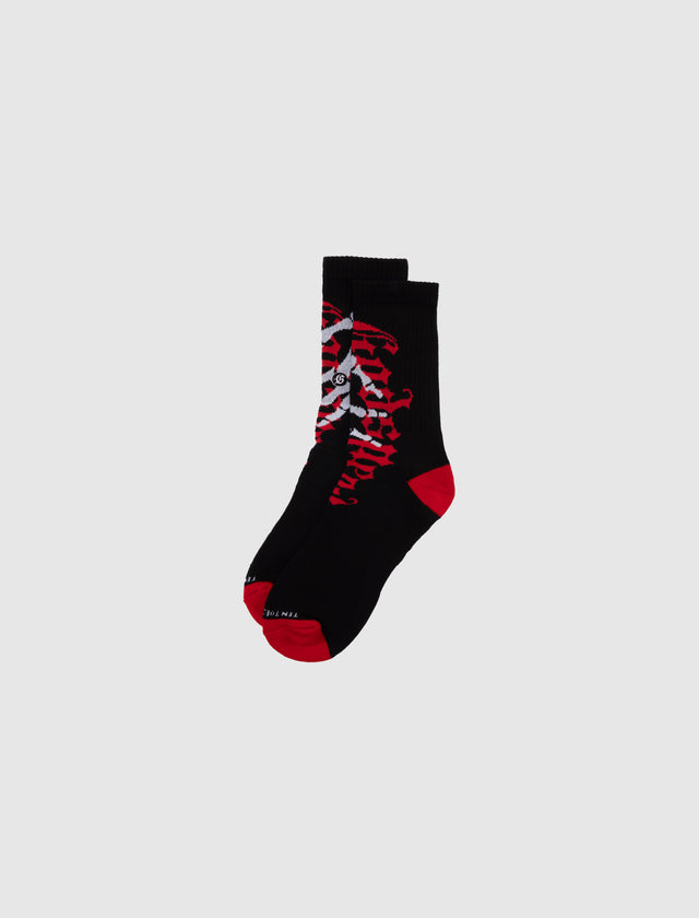 TEN TOES DOWN SOCK "BLACK/RED"