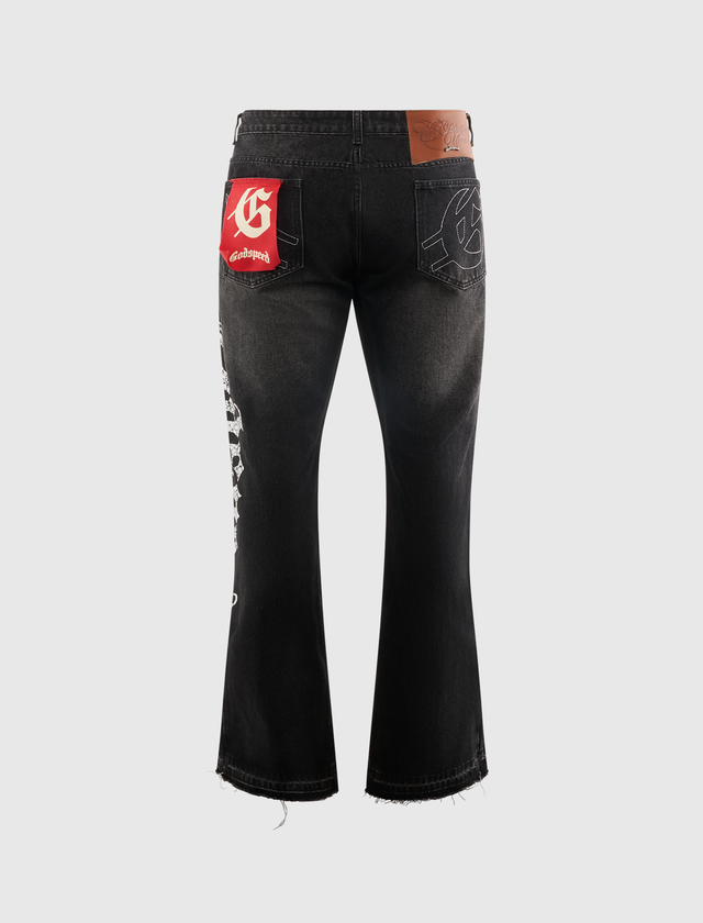 OG LOGO FLARED DENIM JEANS