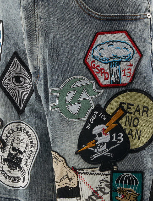 PATCHWORK DENIM SHORT