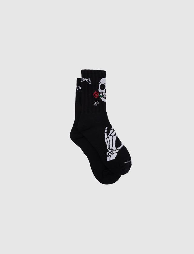 SKULL & ROSES SOCK "BLACK"