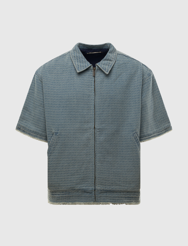 INDIGO ZIP FRONT SHIRT