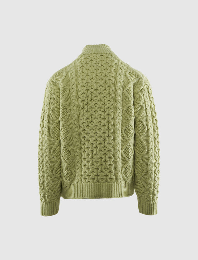 CABLE KNIT ZIP UP